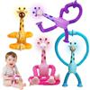 EHIOG 4 Pezzi Giocattoli di Aspirazione Giraffa, Gioco Anti-Stress Giocattolo Sensoriale a Ventosa Giraffa con Luce & Leggero, Tubi Pop Sensoriali e Apprendimento Creativo