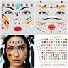 DPKOW Tatuaggio Viso Indiano con Brillantini Viso, Halloween Tatuaggi Temporanei Indiano Accessori per Costume di Halloween Trucco per Donne e Bambini Tatuaggi Finti