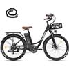 Fafrees Bici Elettrica Pedalata Assistita per 140KM-200KM Bicicletta Elettrica Uomo Donna con 20.3Ah Rimovibile Batteria, 26 Pollici Ebike 250W Bici Elettriche per Città, F26 LASTING 2024 Nero