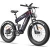 FREESKY Alaska Pro Bici Elettrica, 48V 41Ah Doppia Batteria Rimovibile, Autonomia 250KM, 26*4.0 Pneumatic Fat Sospensione Integrale MTB Elettrica Adulti, Bici Elettriche, Schermo LCD, 7 Velocità