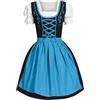 Generico Abito Dirndl Bavarese per Ragazze e Donne Adolescenti con Grembiule Abito Oktoberfest da Donna Vestito Tirolese Costume Tradizionale Dirndl Costumi Cosplay per Feste di Halloween (Blue, XXXXXL)