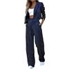 Generico Tailleur Gessato Donna Eleganti 2 Pezzi Gilet e Pantaloni Ufficio e Lavoro Completo Donna Blazer Maniche Lunghe Tuta Elastici in Vita Set di Abiti in Tinta Unita S-XXL