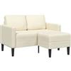 vidaXL Divano 2 Posti con Chaise Longue a L Crema 125 cm Velluto, Divano a 2 posti Camera da Letto, divanetto, Divano a Due posti, Divano a 2 posti
