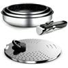Backen 291505 - Set di padelle in acciaio inox per induzione, 5 pezzi, 1 Coperchio Multiposizione, Acciaio inossidabile, Rivestimento antiaderente, Lavabile in lavastoviglie, Garanzia 5 anni.
