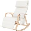 FirFurd Sedia a Dondolo in Legno di Betulla, Poltrona Dondolo Con Seduta Ergonomica In Tessuto Imbottito,Poltrona a Dondolo Regolabile a 5 Altezze, Portata 150 kg,per Salotto,Camera da letto (Bianco)