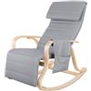 FirFurd Sedia a Dondolo in Legno di Betulla, Poltrona Dondolo Con Seduta Ergonomica In Tessuto Imbottito,Poltrona a Dondolo Regolabile a 5 Altezze, Portata 150 kg,per Salotto,Camera da letto Grigio