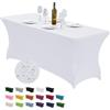 CWK Tovaglia in spandex elasticizzato per tavoli rettangolari pieghevoli, resistente alle pieghe, elastica, protezione per feste, banchetti, matrimoni ed eventi (bianco)