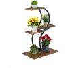 Relaxdays Scaffale Portapiante con 4 Ripiani in Ferro e MDF, Scala Portafiori, Supporto 5 Vasi di Piante, 76x48x30 cm