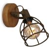 BRILONER - Lampada da parete retro in metallo e legno, applique vintage, attacco E27, max. 25 Watt, paralume regolabile, design industriale