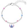 Disney Bracciale in argento Sterling 925 con motivo a punto rosa e blu, taglia unica, in argento Sterling, non è una pietra preziosa
