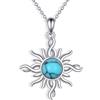 YAFEINI Sole turchese collana in argento sterling 925 Sunburst turchese ciondolo collane gioielli occidentali regali per le donne amanti del sole