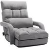 VEVOR Sedia da Pavimento 5 Posizioni Regolabili Supporto per la Schiena, Poltrona Pieghevole con Braccioli per Adulti, Divano Letto con Cuscino per Soggiorno Camera da Letto, Grigio