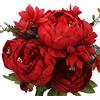 Duovlo Mazzi di peonie artificiali in seta artificiale, decorazione per la casa, confezione da 1 (rosso primaverile)