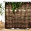 ZXMBF Tenda da doccia rustica in legno con foglie verdi su legno vintage a tema vita country grunge plance fienile porta in tessuto impermeabile decorazione bagno 183 x 183 cm ganci in plastica 12