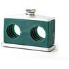 SUPERTOOL Morsetti per tubi idraulici, 2 morsetti in plastica verde standard a doppio foro per metallurgia, petrolio, industria chimica (diametro esterno: 17,2 mm)