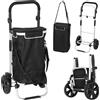 HOMCOM Carrello della spesa pieghevole da 40 L su ruote con manico telescopico, 45,5x35,5x97cm, Nero | Aosom Italy