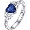 PROSILVER Anelli Argento Regolabili Donna 925 Nodo Celtico e Cuore Pietra di Nascita Anello con Pietra Blu Pietra Cuore Settembre Zaffiro Anelli Argento Regolabili