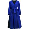 MAILEP Vestito Donna Elegante Elegante Elegante Work Abito A Manicotto A Pieghe con Cintura con Cintura.-Blu-M