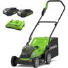Greenworks 48V (2x24V) Tagliaerba a Batteria per Prati Fino a 210m², Ampiezza di Taglio 36cm, Sacca da 40L CON Due 24V 2Ah Batterie (Pari a 48V) & Caricabatterie Doppio, Garanzia 3 Anni, G24X2LM36K2X