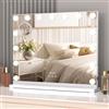 ADDCOLOR Hollywood Specchio Trucco con Luci, Specchio da Tavolo con 15 LED Lampadine e Porta di Ricarica USB, 3 Modalità di Illuminazione Regolabili Specchio da Parete con 10X Specchio (58*2,8*46CM)