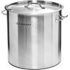 Forgast Pentola Professionale Acciaio Inox 50L Litri con Coperchio, Casseruola Pentola Capiente Induzione Gas Fornello Elettrico, Fondo Spesso Multistrato, Pentole da Ristorante, Argento