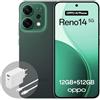 OPPO Reno14 5G 12+512GB, Smartphone Android sbloccato AI, Display 6,59 120Hz AMOLED, Fotocamera AI 50+50MP, Batteria 6000mAh, IP69, Luminous Green (Include Caricatore 80W SUPERVOOC)
