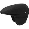 LIERYS Teflon Coppola con copriorecchie Unisex - Berretto con Visiera Made in Italy - con Lana - Berretto da Pioggia Idrorepellente - Berretto Foderato Autunno/Inverno Nero 61 cm