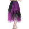 YOUYIKE Gonna Tulle Donna Pieghe Asimmetrica Irregolare Elegante Sottogonna Tulle Lunga Gonna Strega Halloween per Cosplay Festa Carnevale (IT, Testo, Taglia Unica, Regular, Regular, Nero Viola)