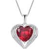 YL Collana Cuore Ali d'angelo in argento 925 con Pera Ciondolo rubino in pietra di nascita di luglio per Donna