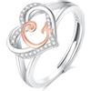 INFUSEU Anello Iniziali, Argento Sterling 925 Cuore G Lettera Anelli Aperti Cuore Forma Nome Iniziale Alfabeto Dalla A-z Gioielli Personalizzati Regolabili Alfabetici Regali per Donne Ragazze