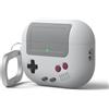 elago Cover AW5 Retrò Console da Gioco per AirPods Pro 3 | Con Moschettone, Antiurto, Ricarica Wireless, Silicone Morbido, LED Visibile (Grigio Chiaro)