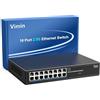 VIMIN Switch 2.5G non gestito, Vimin 16 porte 2.5GB Base-T Ethernet Switch, 2.5Gb switch di rete Plug & Play, compatibile con 10/100/1000/2500Mbps, alloggiamento in metallo, senza ventola, per NAS da 2,5