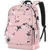 MOSISO Zaino Laptop 15,6-16 Pollici,Antifurto Borsa,Elegante Casual Daypack Borsa con Cinghia Bagagli&Porta Ricarica USB, Camelia Modello Viaggio Zaino per Donna,Rosa