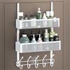 Aimeaihe Appendiabiti regolabile sopra la porta, appendiabiti con 2 cestini in rete e 10 ganci, organizer per porta posteriore per camera da letto, bagno, cucina (bianco)