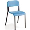 NM Sedia Impilabile Sara, Struttura Nera, Seduta H 42 Cm. Azzurro Per Ambienti Scolastici