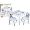 TEOREMA Set Tavolino e Sedie Bambini in Legno - Tavolo 45 cm con 2 Sedie per Cameretta