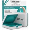 Udivita 2 Custodie Porta Apparecchi Acustici - UdiCase Interno Soffice Apertura Rapida con Piedini Antiscivolo - Contenitore Impermeabile Antiurto Antipolvere e Antischizzi - Design Compatto Portatile 7x7x3cm