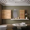 DEGHI Parete attrezzata sospesa 350 cm rovere gold e rovere bianco con ante push pull - Judith