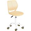 FurnitureR Sedia girevole da pranzo con ruote, seduta imbottita e schienale ergonomico, adatta a sala da pranzo, cucina o soggiorno, tessuto Morandi