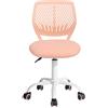 FurnitureR Sedia girevole da pranzo con ruote, seduta imbottita e schienale ergonomico, adatta a sala da pranzo, cucina o soggiorno, pesca rosa M