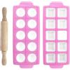 JRSHIRLEYLTD 2 stampi per ravioli con 10 griglie, rosa quadrato e ravioli rotondi, forma ravioli italiani, forma a forma di gnocchi, set per ravioli per la produzione di ravioli, gnocchi
