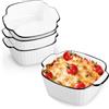 Zaxiva 4 Pezzi Kit Piccole Pirofila da Forno, 400ML Set Teglie da Forno in Ceramica, 14.5 x 11.5 x 5.5 cm Piatti da Forno Quadrati, Pirofile da Forno in Ceramica con Manici, per Airfryer, Forno e Microonde