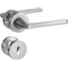 SORWDUERM Maniglia per porta in argento, set maniglia, acciaio inossidabile spazzolato opaco, maniglia per porta d'ingresso e porta interna, forma a L, rosetta rotonda, BB - Maniglia per letto