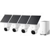 eufy Security SoloCam E42 (HomeBase S380) kit di 4 telecamere, telecamera wireless 4K esterna, energia FV, rilevamento moto AI, strobo, pan e inclinazione, riconoscimento facciale, spazio fino a 16 TB