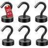 ATEWEITA Ganci Magnetic, Gancio Magnetico Extra Forti Neodimio Calamita con Gancio, Magnetic Hooks per frigorifero da cucina, soffitto, griglia, Piccoli (Nero, 25mm)