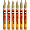 Molotow ONE4ALL 127hs # 225 marcatore, confezione da pezzi, 2 mm 2 mm oro metallico, 6 pezzi