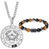 Caimeytie Set da uomo con segno zodiacale, collana e bracciale a costellazione in acciaio inox, braccialetto elastico di perle, regalo di compleanno, Acciaio inossidabile