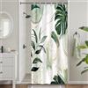 Uiiooazy Tenda Doccia Antimuffa, Uiiooazy Tenda Doccia Piccola 90x180cm Verde Salvia Tropicale Foglie di Palma Giungla Stretta Tende da Bagno Tessuto Lavabile Impermeabile Tende per Vasca da Bagno con 6 Anelli