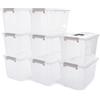 Citylife Set di 8 contenitori da 5 l con coperchio e clip di chiusura, manico impilabile, scatola trasparente, per soggiorno, camera da letto, garage, 21,4 x 14,5 x 15,5 cm