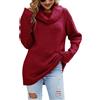JFAN Maglione Invernale Donna Elegante a Collo Alto Maglione Manica Lunga Donna Caldo Pullover in Maglia Oversize Morbido Sweater Top(Borgogna,M)